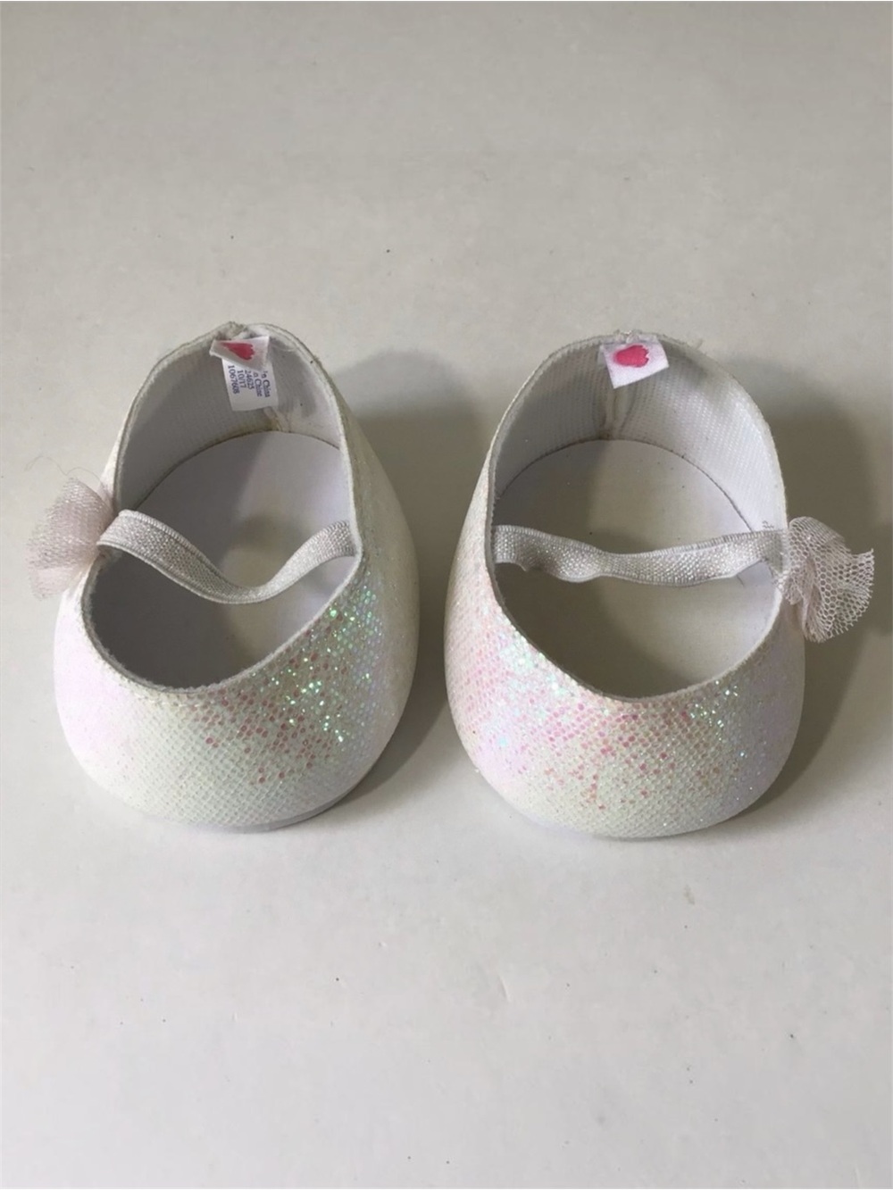 Build-A-Bear Shoes White Sparkly Slip-On Flats For BAB Plush Stuffed Animals